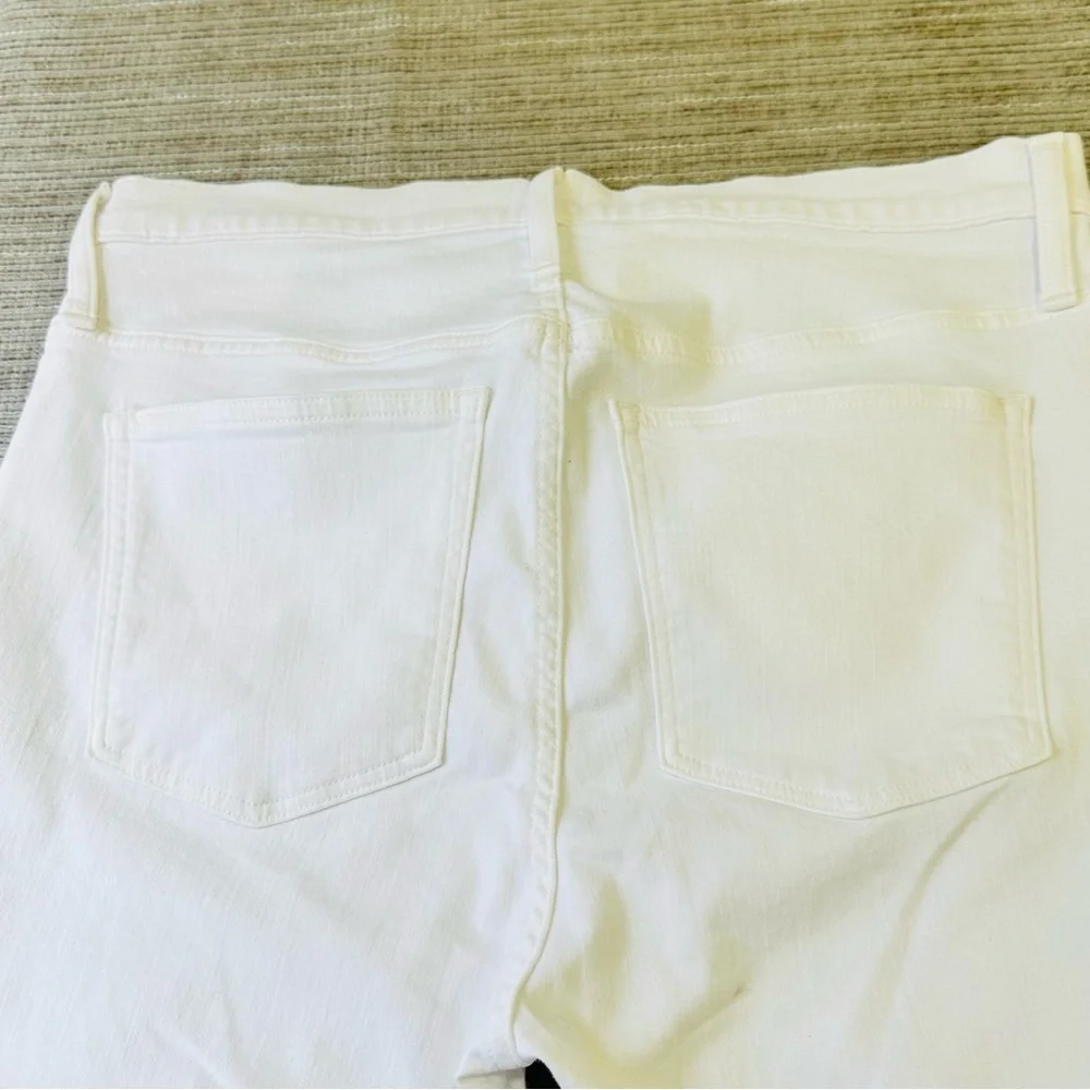 J Crew Jeans Womens 33 Skinny Leg‎ White Denim Raw Cuff High Rise 33x26” NWT